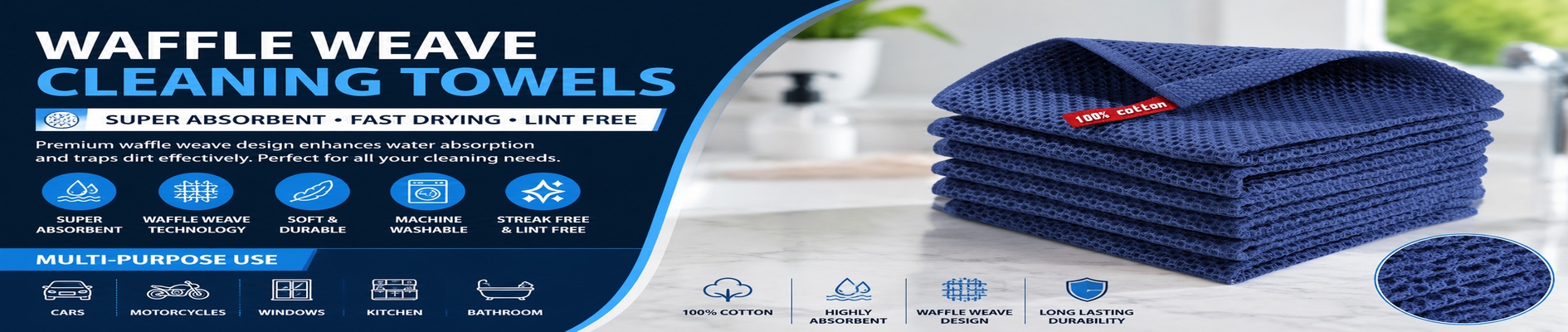 100% cotton waffle kitchen towel