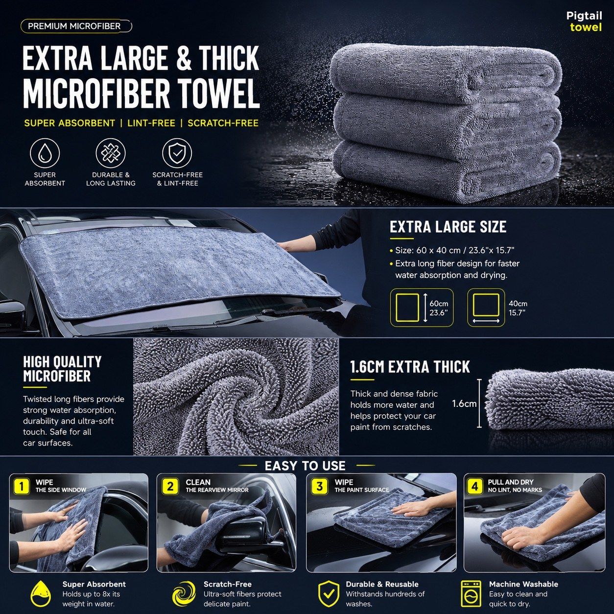 Premium Microfiber Car Drying Towel